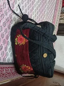 Floral Embroidered Quilted Shoulder Bag