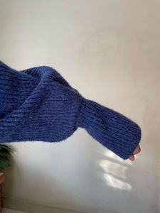 Blue Double Zipper Sweater