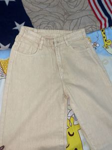 Beige Wide-Leg Jeans