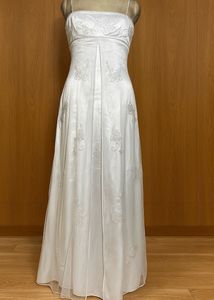 Elegant White Floral Embroidered Gown