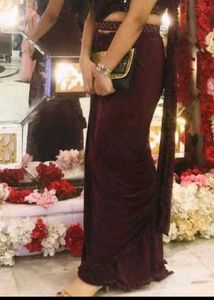 Elegant Maroon Saree with Embellished Blouse