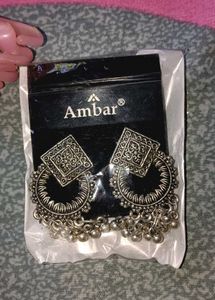 &#34;Ambar Silver Jhumkas with Dainty Bells&#34;