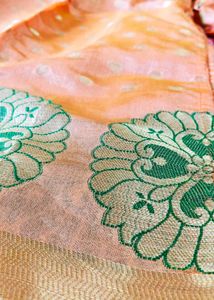 Elegant orange Kurta Set of banarasi silk