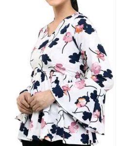 Floral Print Flared Top