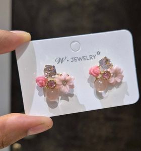 Pink Flower Pearl Earrings