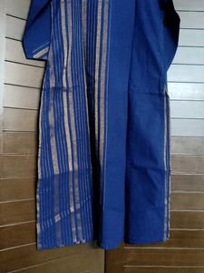 Fabindia Women Blue Gold Striped Long Kurta