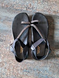 Walkmate Black Embellished Sandals