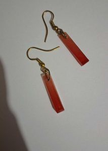 Red resin Drop Earrings Handmade Earring