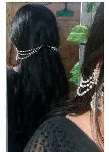 Pearl &amp; Gold Layered earrings chain