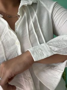 Ruffle Neck White Top