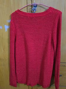 Red Knit Pullover Sweater