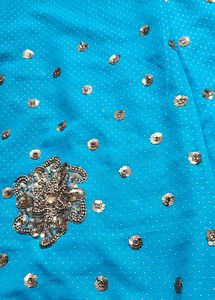 Blue handwork Saree with blouse piece
