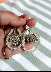 Silver Jhumka Drop Earrings