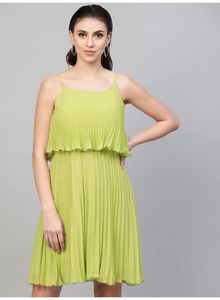 Sassafras Lime Green Pleated A Line Dress