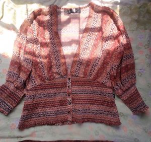 Patterned Button-Down Top