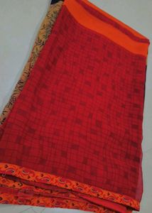 Elegant Brown Floral Print Saree