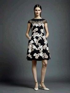Korean black Floral Dress