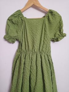 Embossed Soft Olive coloured Dress