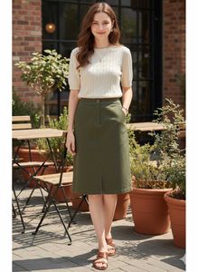 💚Navy Green Straight Skirt💚