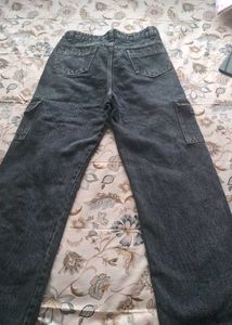 Acid Wash Grey Cargo Jeans