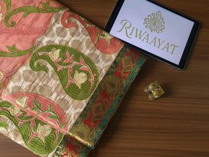 Pink Thread Work Chanderi Silk Saree
