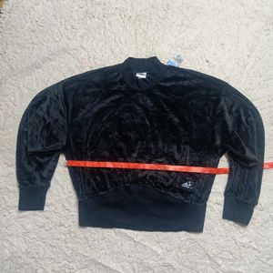 Adidas Black Velvet Cropped Sweatshirt