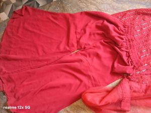 Red Sequin Sharara Dress