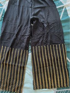 Black Wide Leg Palazzo with Gold Detail