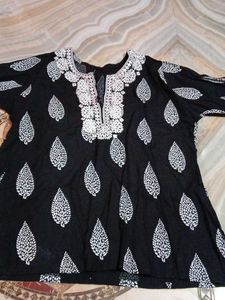 Embroidered Black Tunic Top