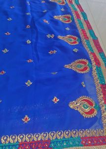 Blue Embroidered Saree