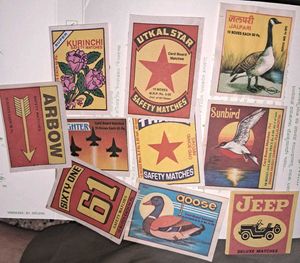 10 Vintage Indian Matchbox Labels