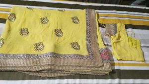 Beautiful Yellow Sari With Blouse