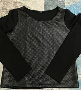 Rio Black Fitted Leather Effect Top