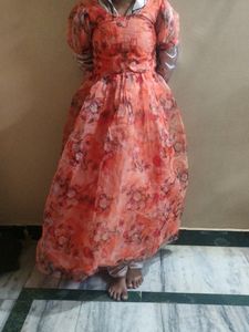 Anarkali Organza Floral Kurti