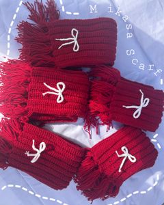 Crochet Mikasa Red Scarf