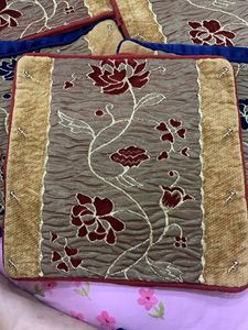 5pc Cushion Cover 2 Blue N 3 Maroon