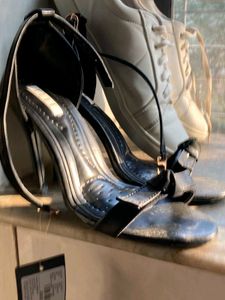 Elle Women&#39;s Black Ankle Strap Stilettos