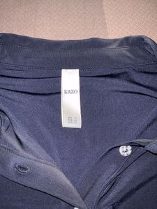 Kazo Navy Blue Button-Down Top