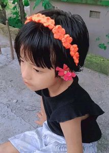Orange Flower Crochet Headband