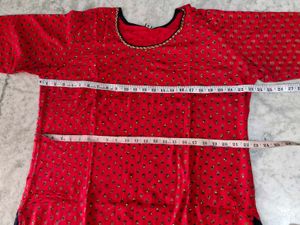 Red &amp; Blue Kurta Set