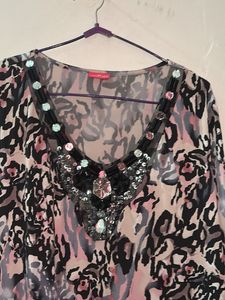 Patterned Embellished Top