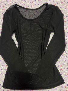 Black Sheer Long Sleeve Top