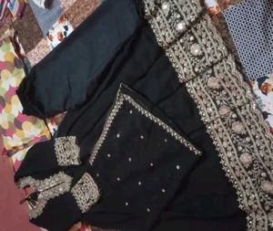 Elegant Black Embroidered Anarkali Suit