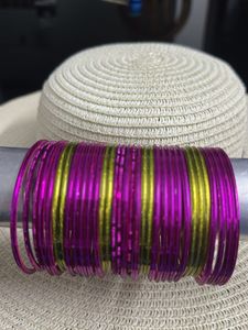 Colorful Bangle Set 24pcs pink 9 pcs gold