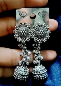 Silver Jhumka Earrings
