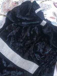 Black Velvet Party Dress with Rhinestone Details