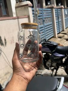 Cute Bunny Glass Bottle – With Straw, Lid