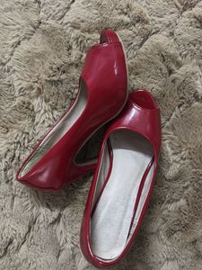 Red Peep-Toe Heels