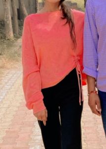Oversize Peach Sweater Cum Top