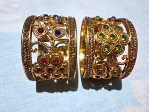 Gold Plated Kadas Bangles 2 Pcs